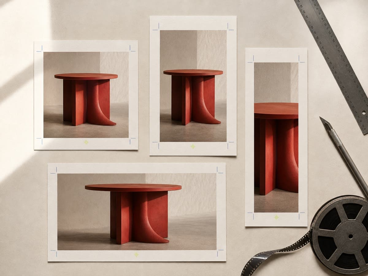 One master product image adapted into four finished print formats.